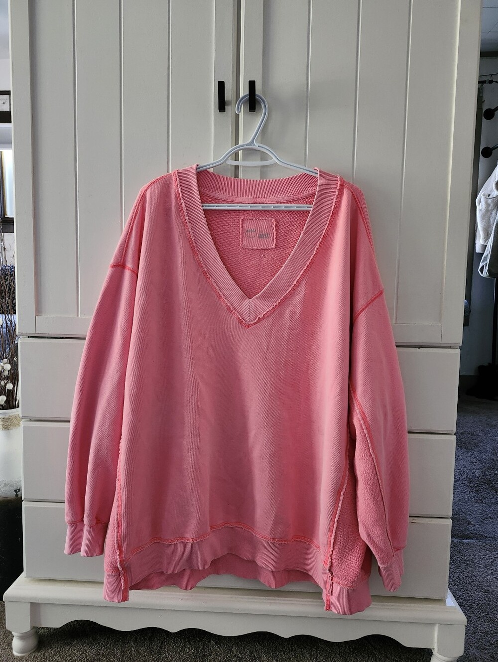 Aerie Women's V-Neck Pink Oversized Sweater Sz L
